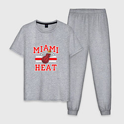 Пижама хлопковая мужская Miami Heat, цвет: меланж