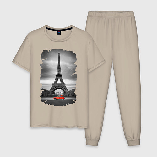 Мужская пижама Эйфелева башня / Миндальный – фото 1