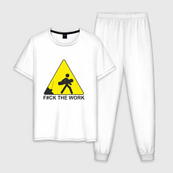 Пижама хлопковая мужская F#ck the work, цвет: белый