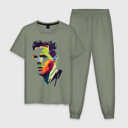 Пижама хлопковая мужская Lionel Messi: fun-art, цвет: авокадо