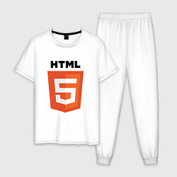 Пижама хлопковая мужская HTML5, цвет: белый