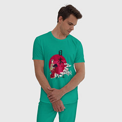 Пижама хлопковая мужская Гейша, цвет: зеленый — фото 2