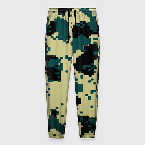 Мужские брюки Камуфляж пиксельный: зеленый/черный / 3D-принт – фото 1