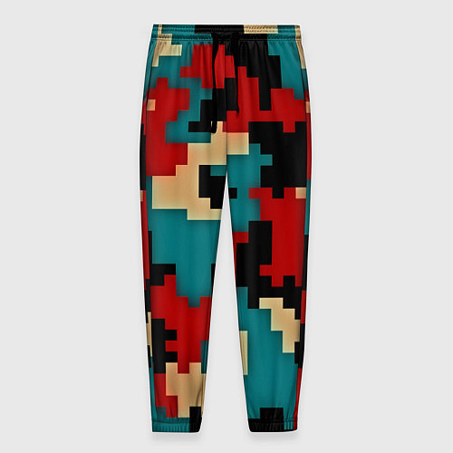 Мужские брюки Камуфляж пиксельный: красный/голубой / 3D-принт – фото 1