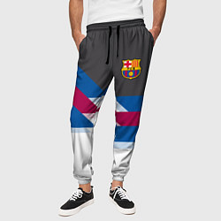 Брюки на резинке мужские Barcelona FC: White style, цвет: 3D-принт — фото 2