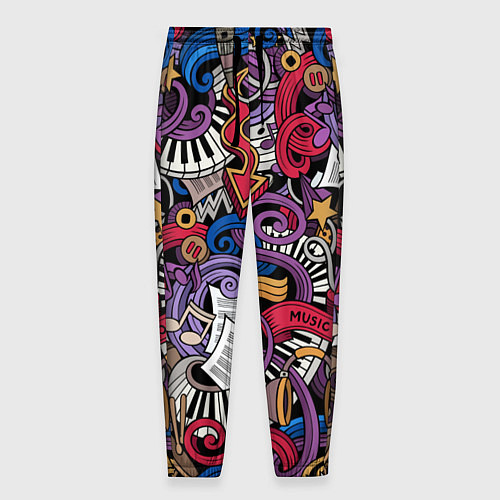 Мужские брюки Music collage / 3D-принт – фото 1