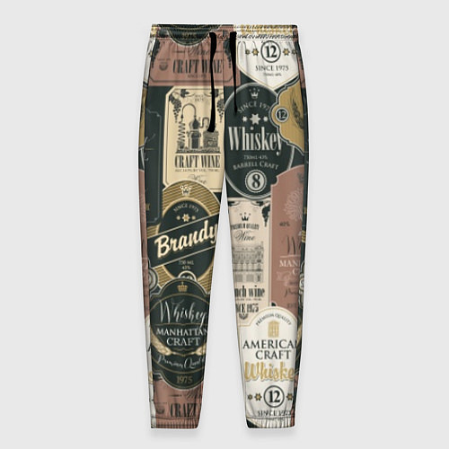 Мужские брюки Этикетки мира Виски / 3D-принт – фото 1