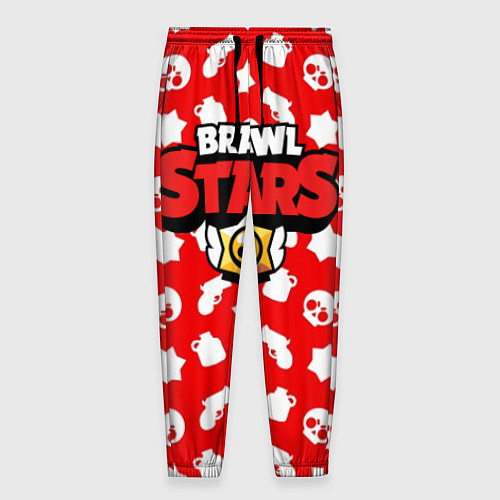Мужские брюки Brawl Stars: Red & White / 3D-принт – фото 1