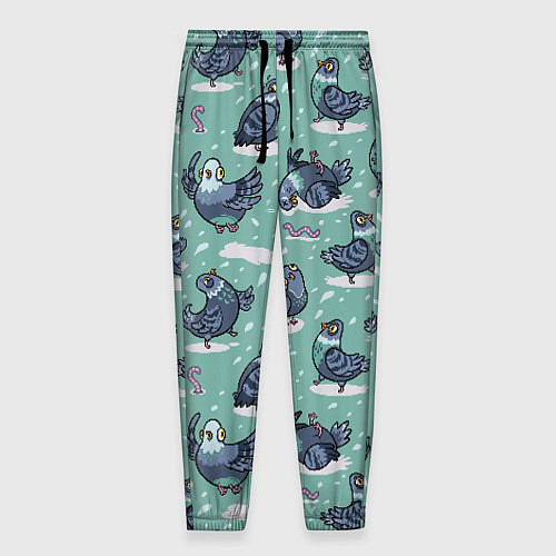 Мужские брюки Голуби и червяки / 3D-принт – фото 1