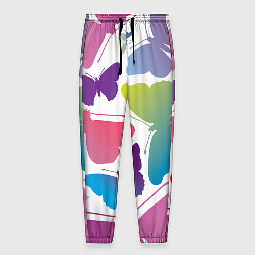 Мужские брюки Разноцветные бабочки / 3D-принт – фото 1