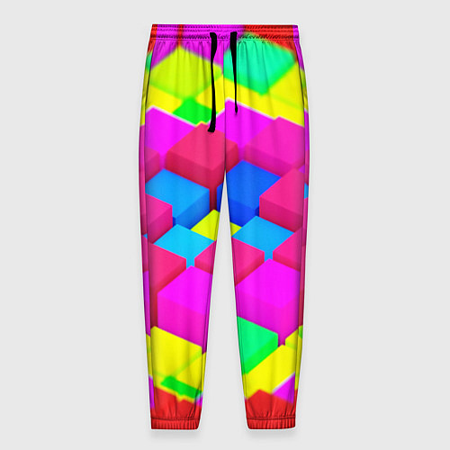 Мужские брюки ЦВЕТНЫЕ КУБИКИ / 3D-принт – фото 1