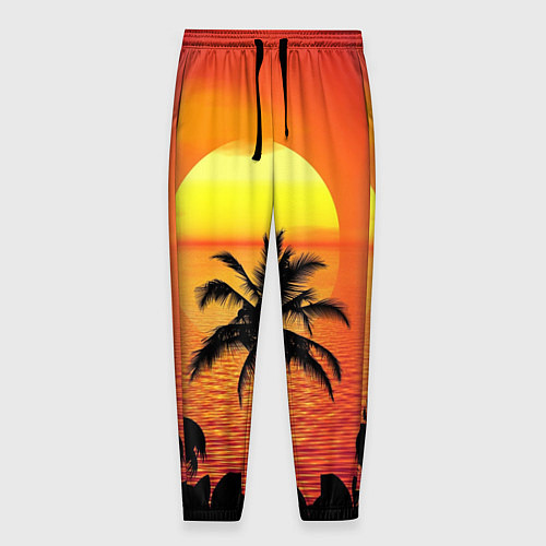 Мужские брюки Пальмы на фоне моря / 3D-принт – фото 1