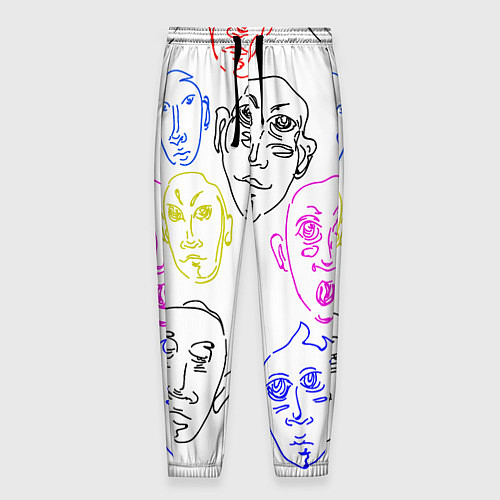 Мужские брюки Цветные лица / 3D-принт – фото 1