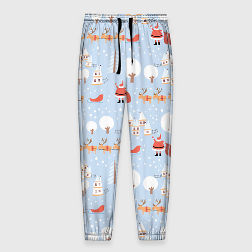Мужские брюки Дед мороз с оленями / 3D-принт – фото 1