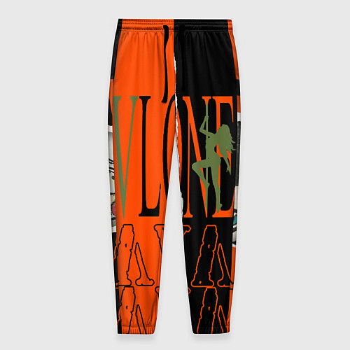 Мужские брюки V lone orange dark logo / 3D-принт – фото 1