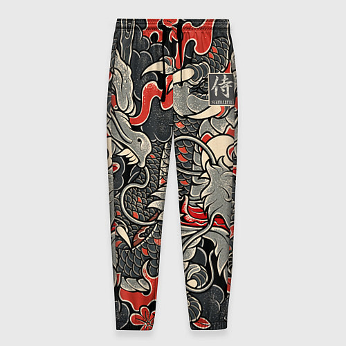 Мужские брюки Самурай Якудза, драконы / 3D-принт – фото 1