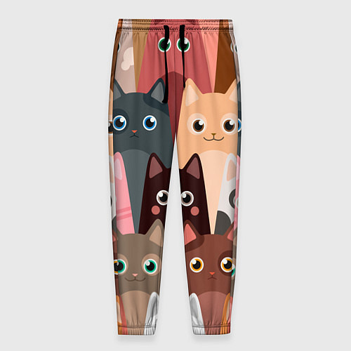 Мужские брюки Котики мультяшные / 3D-принт – фото 1