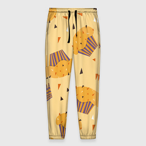 Мужские брюки Капкейки на желтом фоне / 3D-принт – фото 1