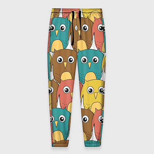 Мужские брюки Разноцветные совы / 3D-принт – фото 1