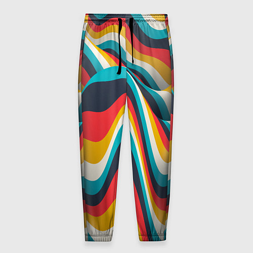 Мужские брюки Цветные волны / 3D-принт – фото 1