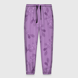 Мужские брюки Листья на фиолетовом фоне