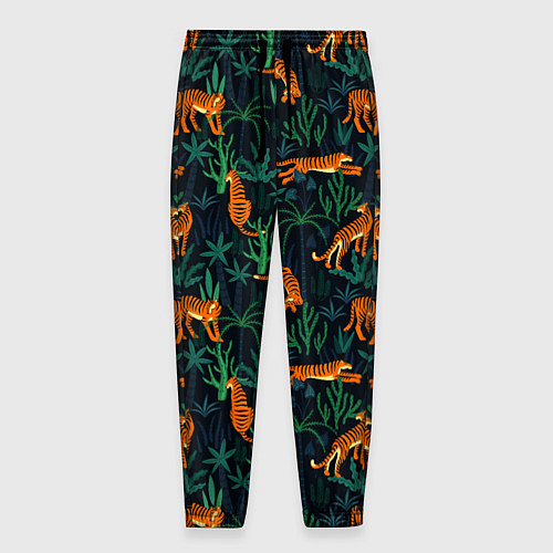 Мужские брюки Паттерн из Тигров и Растений / 3D-принт – фото 1