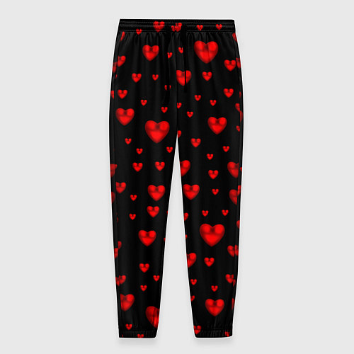 Мужские брюки Красные сердца / 3D-принт – фото 1
