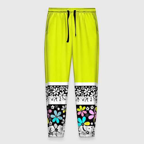 Мужские брюки Яркий цветочный узор / 3D-принт – фото 1
