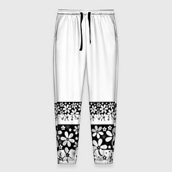 Мужские брюки Черно-белый цветочный принт