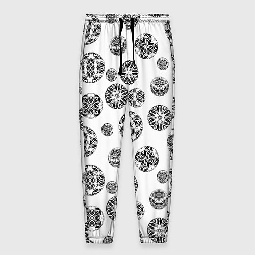 Мужские брюки Черно-белый геометрический узор / 3D-принт – фото 1