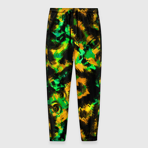 Мужские брюки Абстрактный желто-зеленый узор / 3D-принт – фото 1