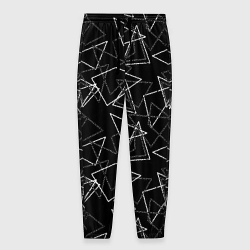 Мужские брюки Черно-белый геометрический / 3D-принт – фото 1