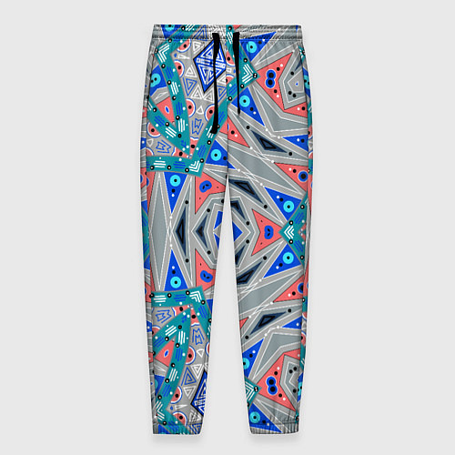 Мужские брюки Серо-синий абстрактный узор / 3D-принт – фото 1