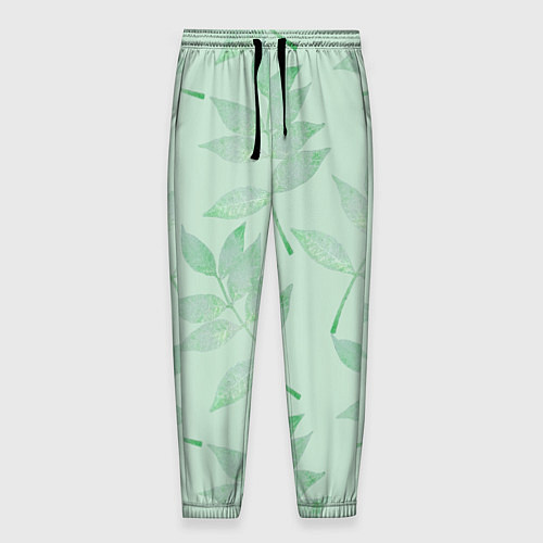 Мужские брюки Зеленые листья / 3D-принт – фото 1