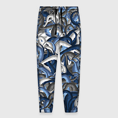 Мужские брюки Синий камуфляж с щупальцами / 3D-принт – фото 1