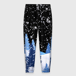 Мужские брюки Снежная ночь в зимнем лесу