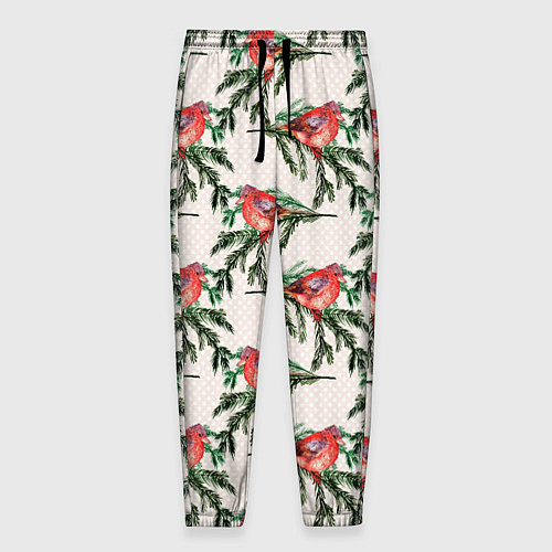 Мужские брюки Снегири паттерн / 3D-принт – фото 1