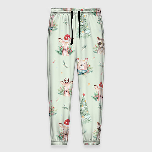 Мужские брюки Олени, медведи и еноты / 3D-принт – фото 1
