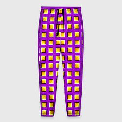 Мужские брюки Фиолетовый Фон с Желтыми Квадратами Иллюзия Движен