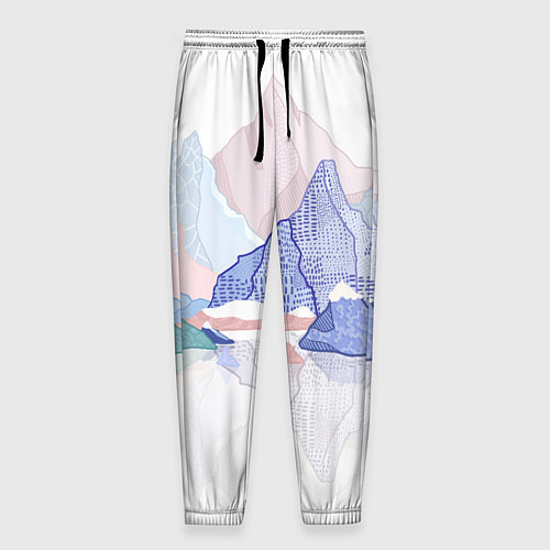 Мужские брюки Разноцветные пастельные оттенки гор в отражении во / 3D-принт – фото 1