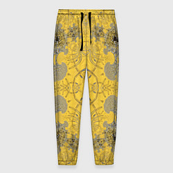 Мужские брюки Коллекция Фрактальная мозаика Желтый на черном 573