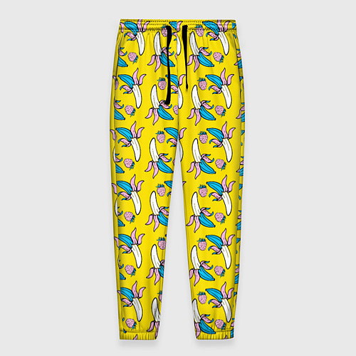 Мужские брюки Летний узор Забавные бананчики / 3D-принт – фото 1