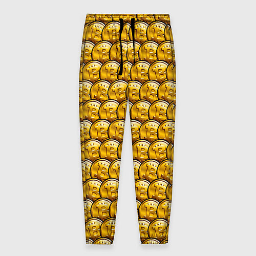 Мужские брюки Золотые Биткоины Golden Bitcoins / 3D-принт – фото 1