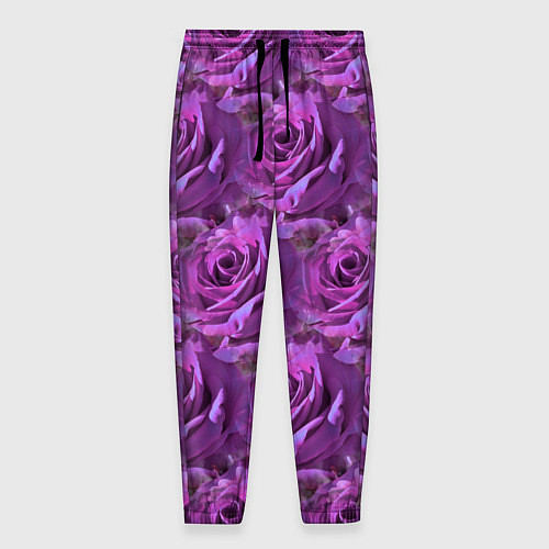 Мужские брюки Фиолетовые цветы паттерн / 3D-принт – фото 1