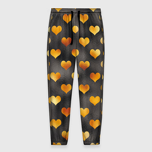 Мужские брюки Сердечки Gold and Black / 3D-принт – фото 1