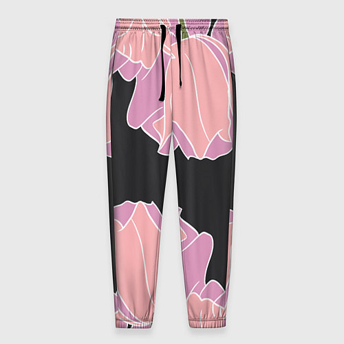 Мужские брюки Розовые цветы-кристаллы / 3D-принт – фото 1