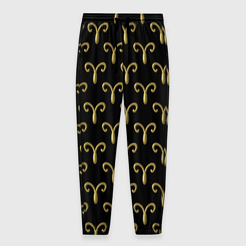 Мужские брюки Золотой овен на черном фоне Паттерн / 3D-принт – фото 1