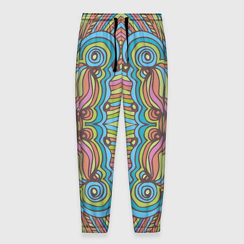 Мужские брюки Абстрактный разноцветный узор Линии, волны, полосы / 3D-принт – фото 1