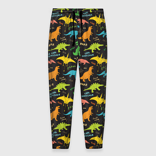 Мужские брюки Разноцветные Динозавры / 3D-принт – фото 1