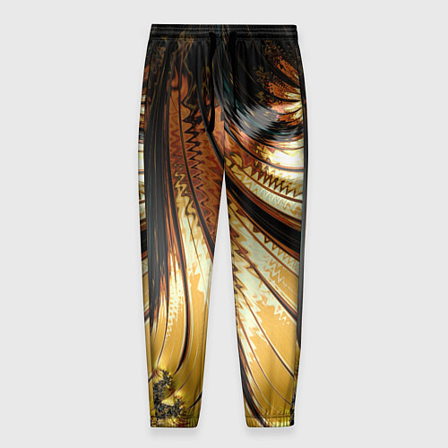 Мужские брюки Черный с золотым фрактал Абстракция / 3D-принт – фото 1